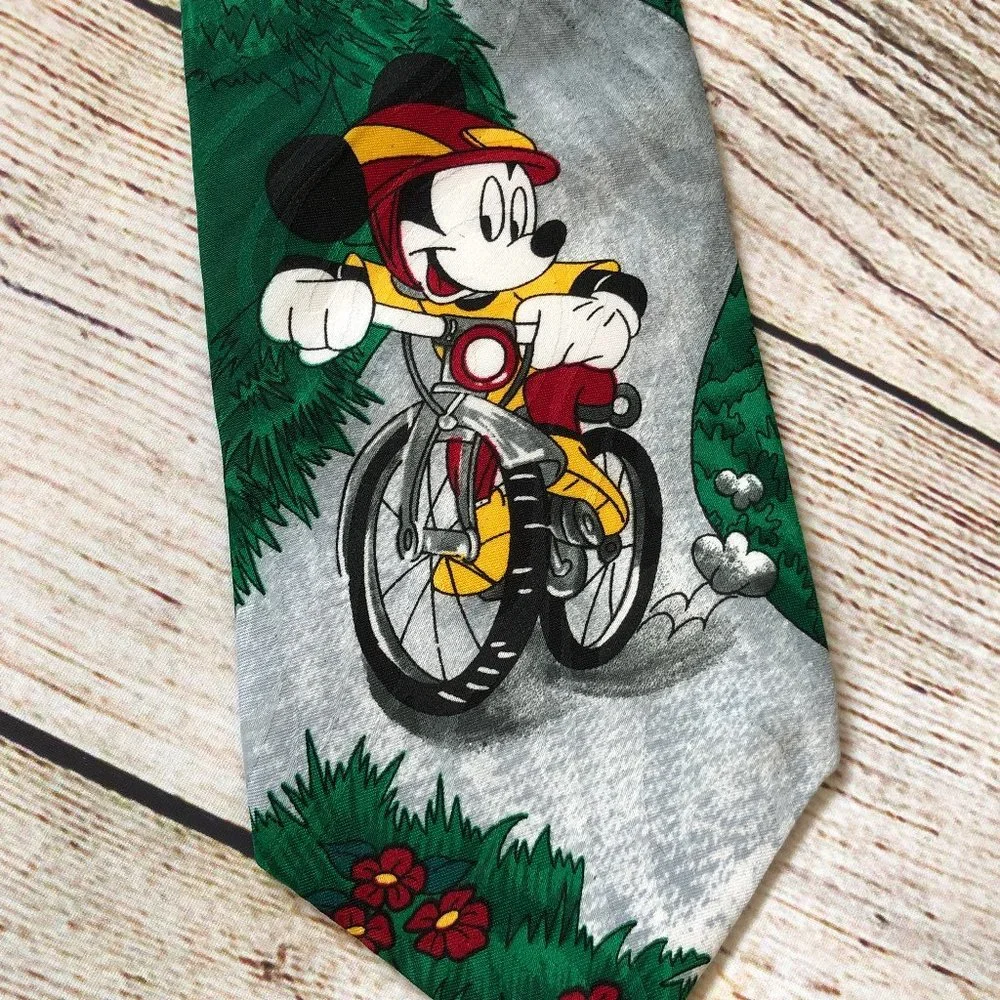 Disney Vintage Novelty NeckTie Mickey Mouse Bike